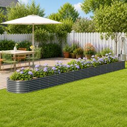 Compact and Resilient Grey Raised Bed for Gardening