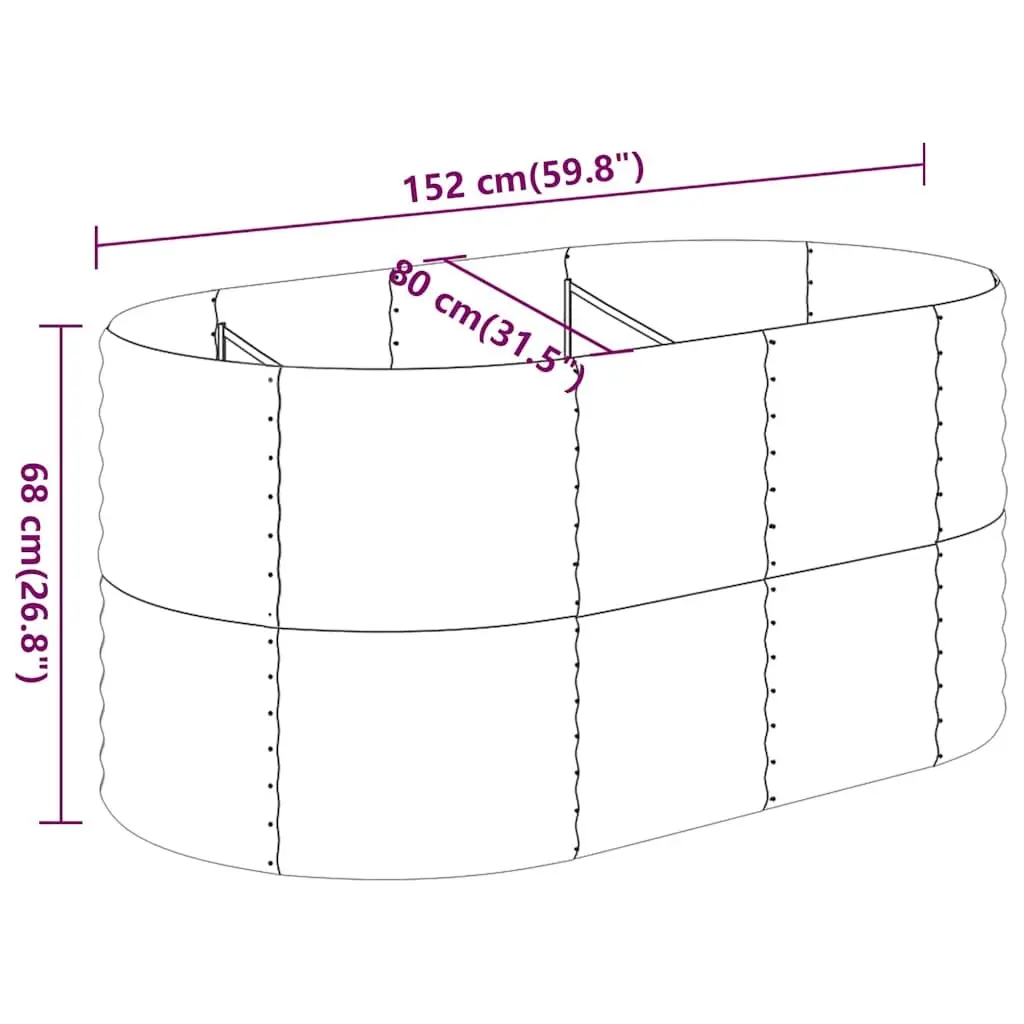 Garden Raised Bed Grey Galvanised Steel 152 x 80 x 68 cm Sturdy Frame for Outdoor Flower Vegetable Herb Planting