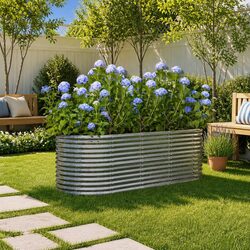 Raised Garden Bed Galvanised Steel Planter Box Outdoor Vegetables Flowers Herbs