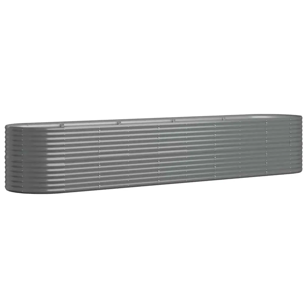 Garden Raised Bed Grey Galvanised Steel 368L x 80W x 68H cm Durable Planter Box for Flowers Vegetables Herbs
