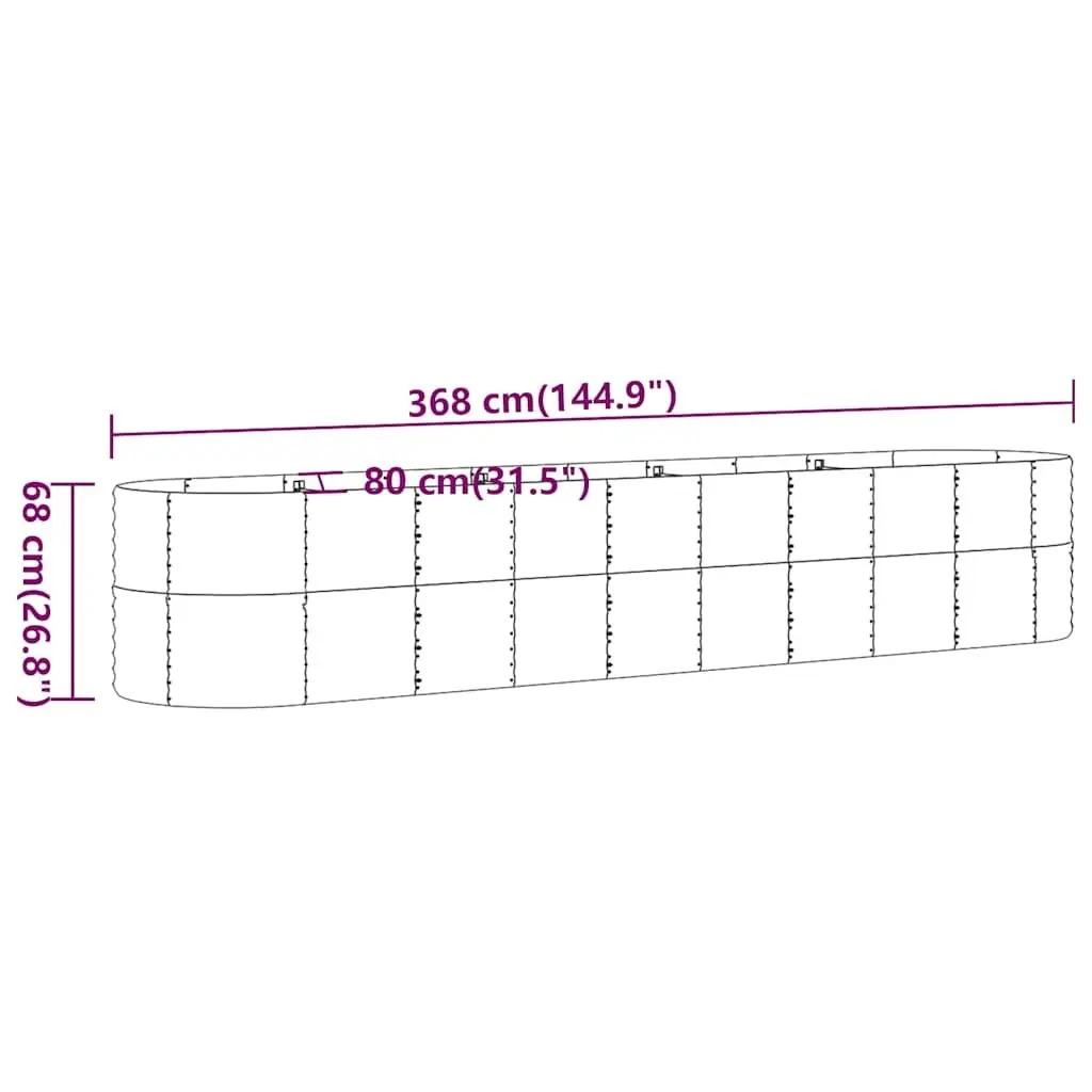 Garden Raised Bed Grey Galvanised Steel 368L x 80W x 68H cm Durable Planter Box for Flowers Vegetables Herbs