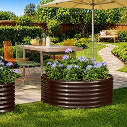 Raised Garden Bed Galvanised Steel Planter 100x100x36 cm Outdoor Flowers