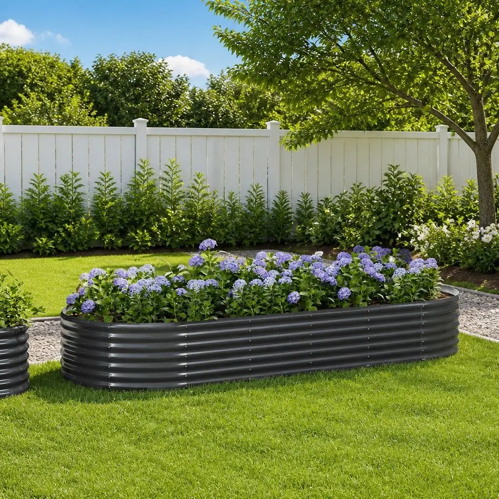 Raised Garden Bed Anthracite Steel Frame 249x100x36 cm Durable Weather Resistant for Vegetables Flowers