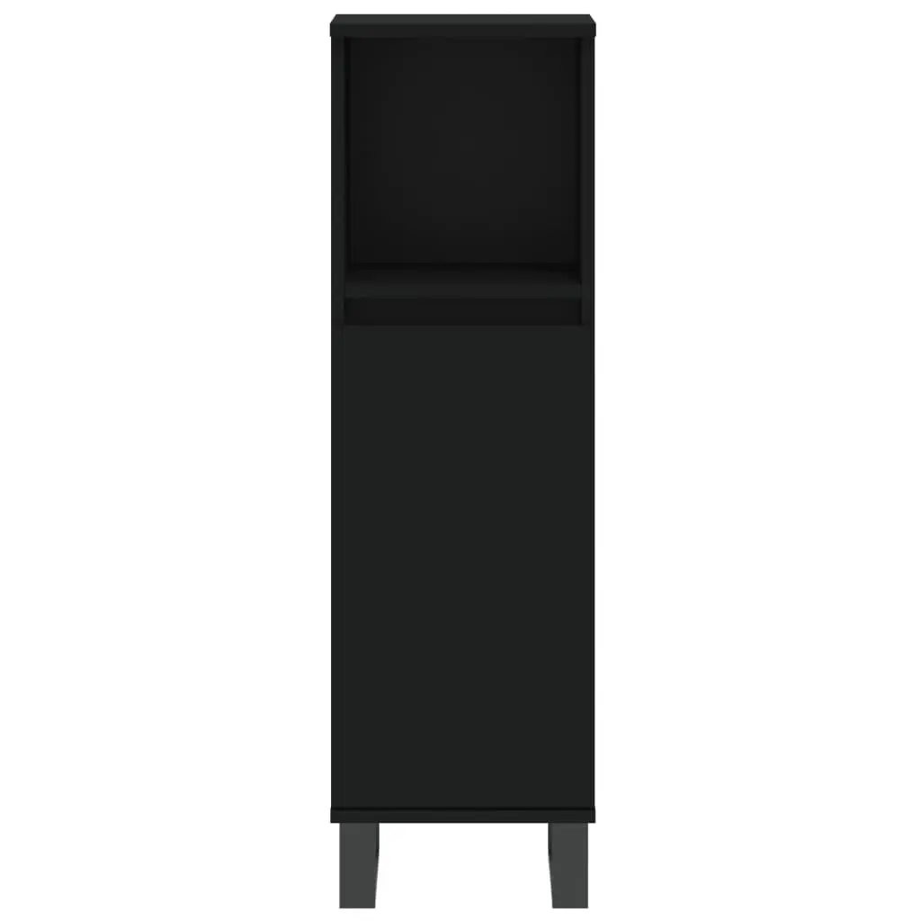 3 Piece Black Bathroom Set Engineered Wood Vanity Storage Cabinet with Iron Feet