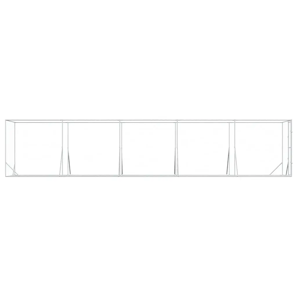 Dog Kennel Silver Galvanised Steel Spacious Outdoor Enclosure