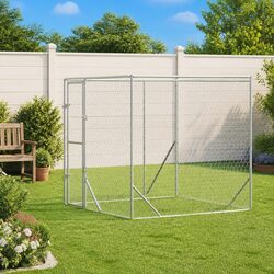 Outdoor Dog Kennel Galvanised Steel Run Pen Enclosure Lockable Door Mesh 2x14x2m