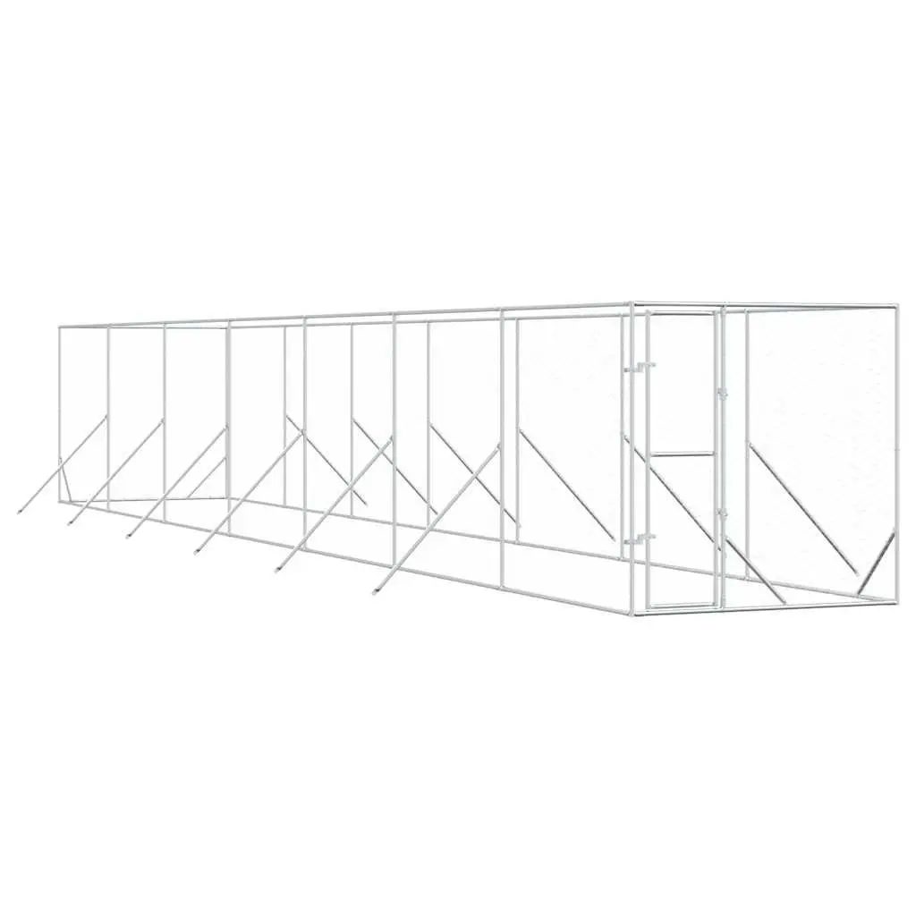 Outdoor Dog Kennel Galvanised Steel Run Pen Enclosure Lockable Door Mesh 2x14x2m
