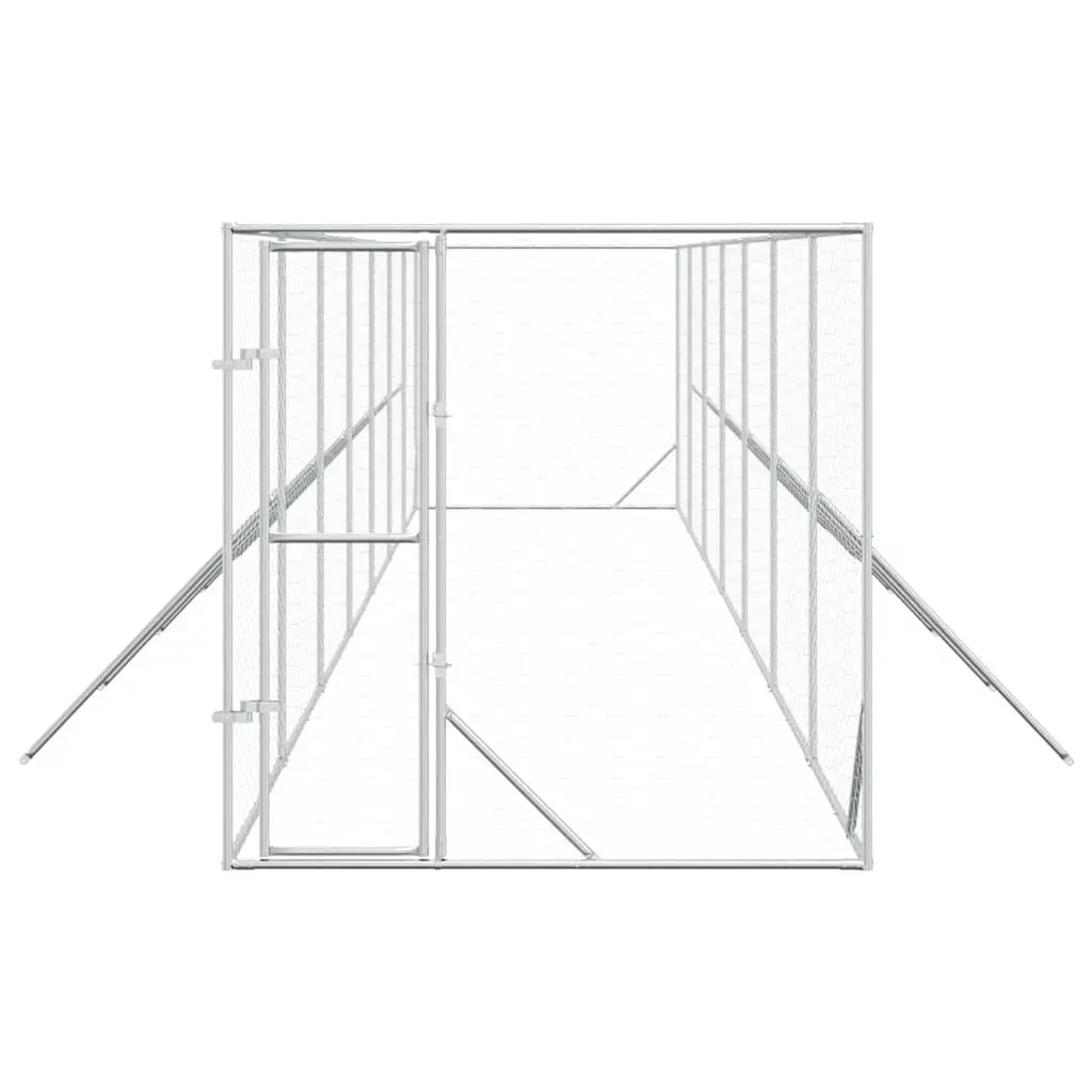 Outdoor Dog Kennel Galvanised Steel Run Pen Enclosure Lockable Door Mesh 2x14x2m