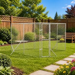 Outdoor Dog Kennel 4x4x2m Steel Enclosure