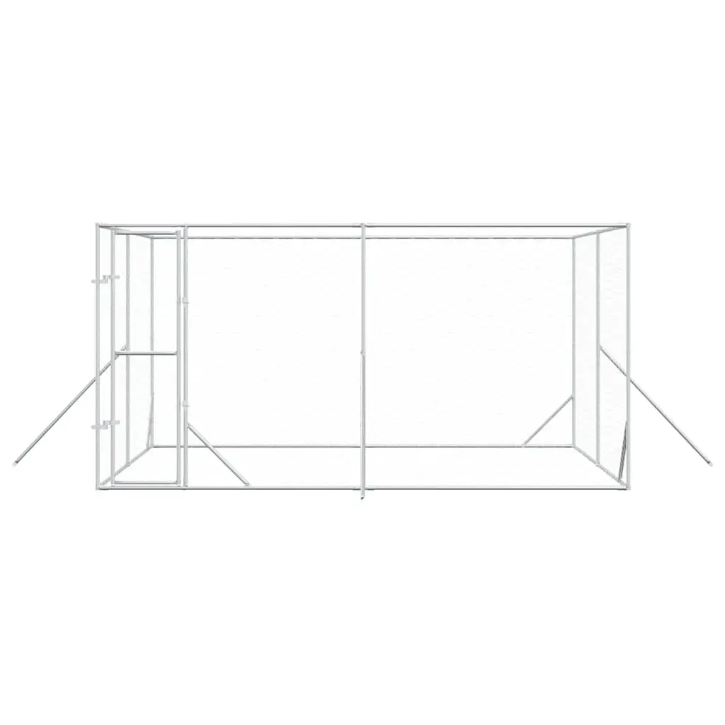 Dog Kennel Silver 4x4x2m Galvanised Steel Enclosure with Lockable Door