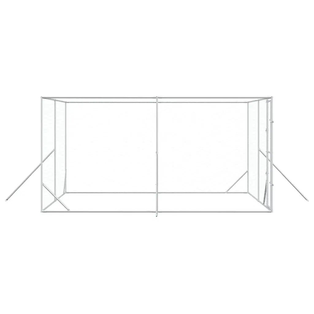 Dog Kennel Silver 4x4x2m Galvanised Steel Enclosure with Lockable Door