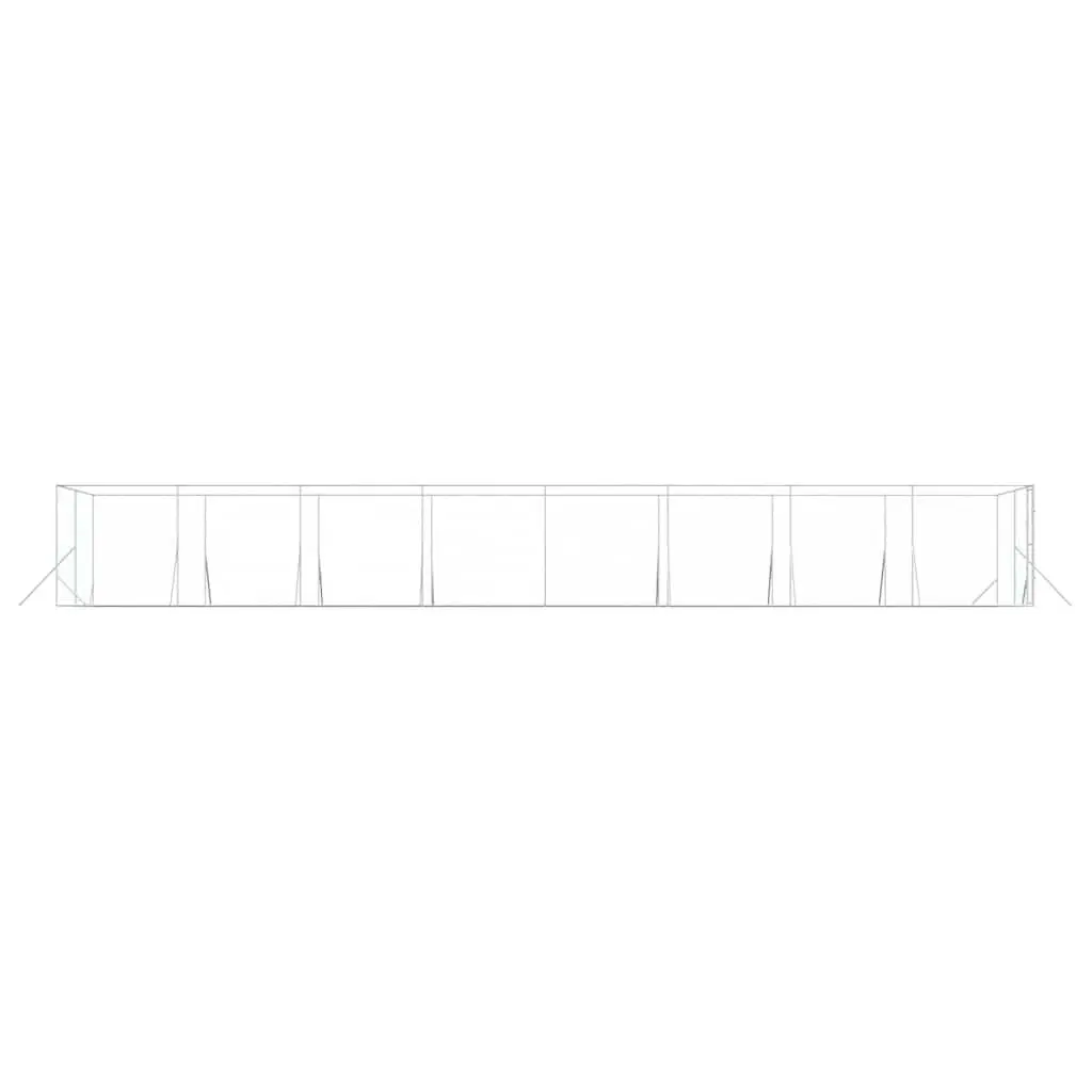 Dog Kennel Run Silver Galvanised Steel Spacious Lockable Door