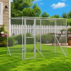 Outdoor Dog Kennel Silver 6x2x2m Galvanised Steel Cage Enclosure Run Lockable