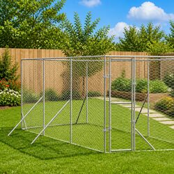Outdoor Dog Kennel Run Enclosure Silver 6x6x2 m Galvanised Steel Cage