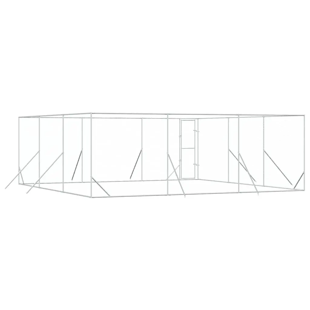 Dog Kennel Run Enclosure Silver 6x6x2 m Galvanised Steel Cage