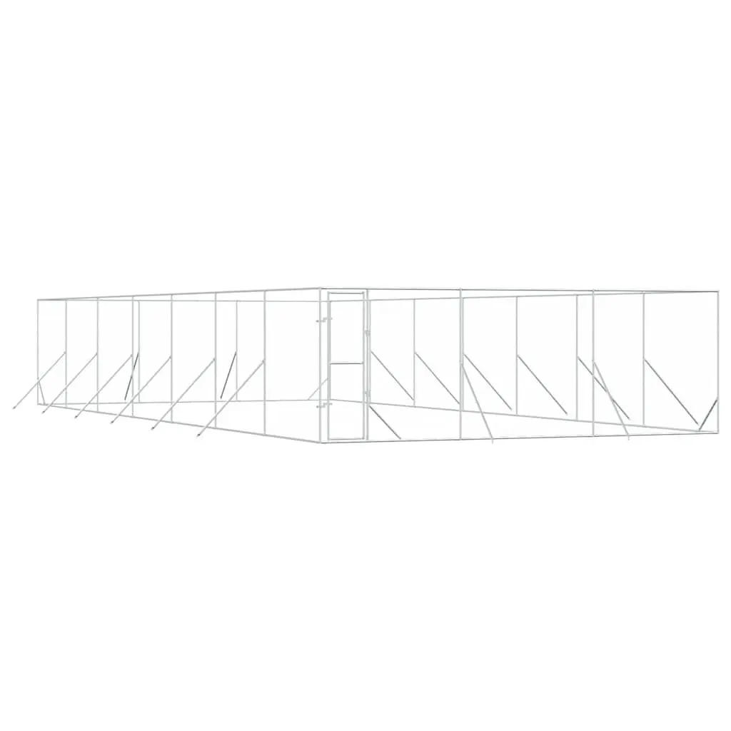 Outdoor Dog Kennel Silver 6x14x2m Galvanised Steel Lockable Run Enclosure