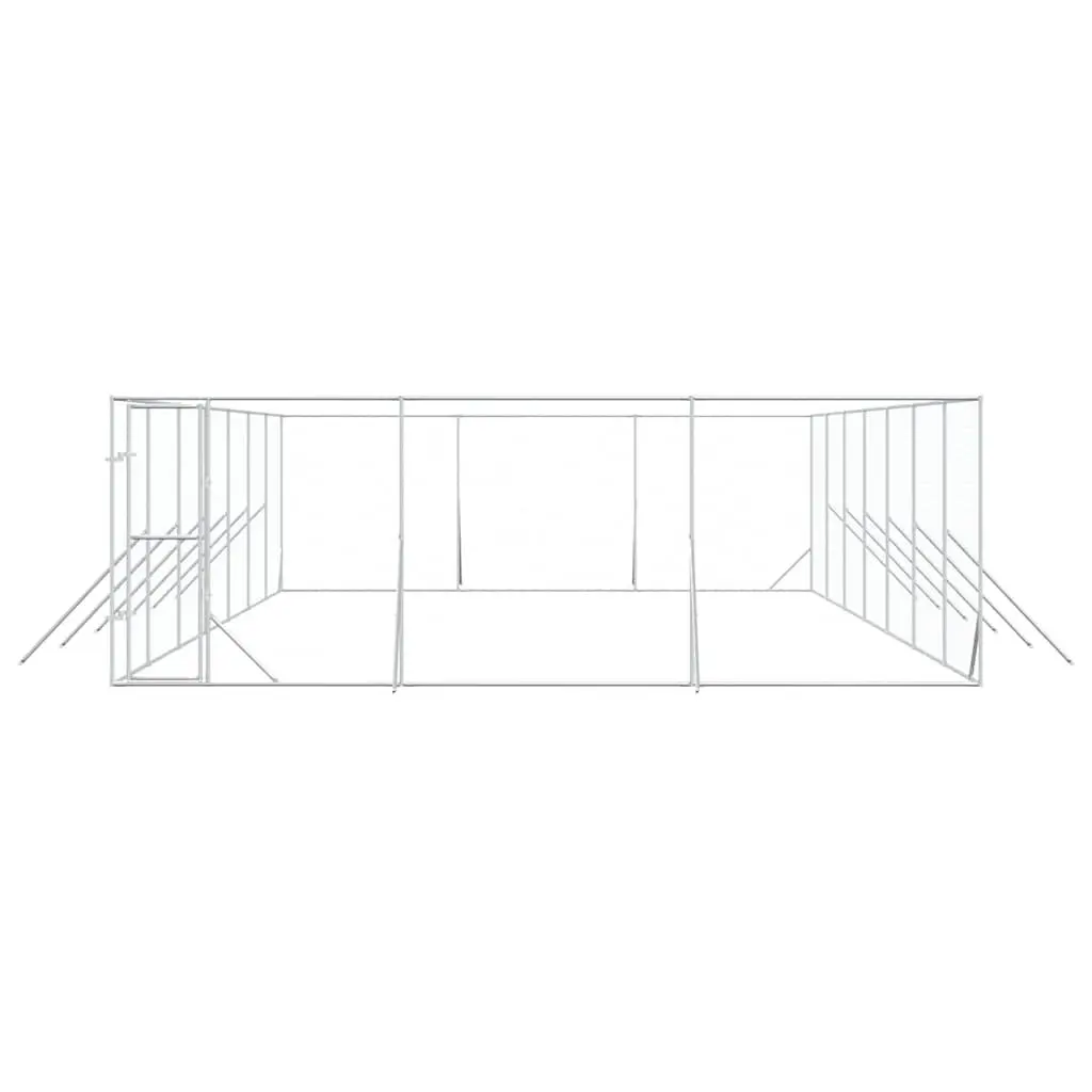 Outdoor Dog Kennel Silver 6x14x2m Galvanised Steel Lockable Run Enclosure