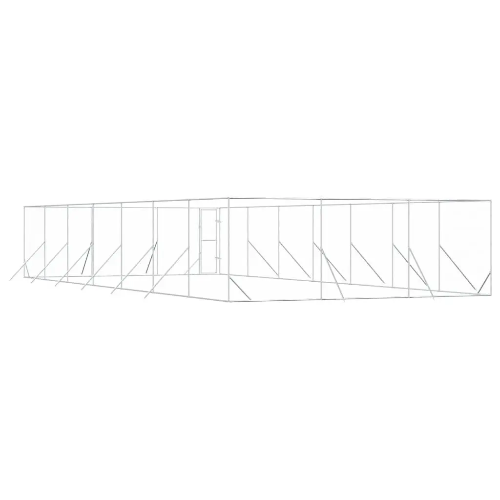Outdoor Dog Kennel Silver 6x14x2m Galvanised Steel Lockable Run Enclosure