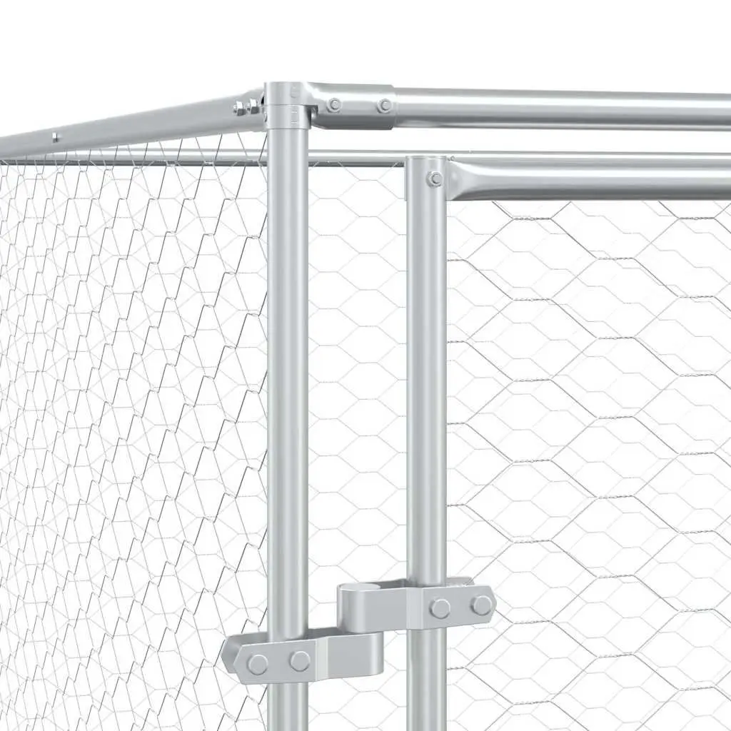 Outdoor Dog Kennel Silver 6x14x2m Galvanised Steel Lockable Run Enclosure