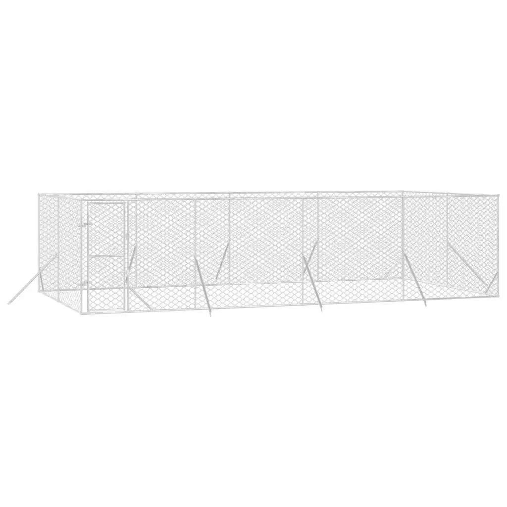 Dog Kennel Silver 8x4x2 m Galvanised Steel Spacious Lockable Enclosure