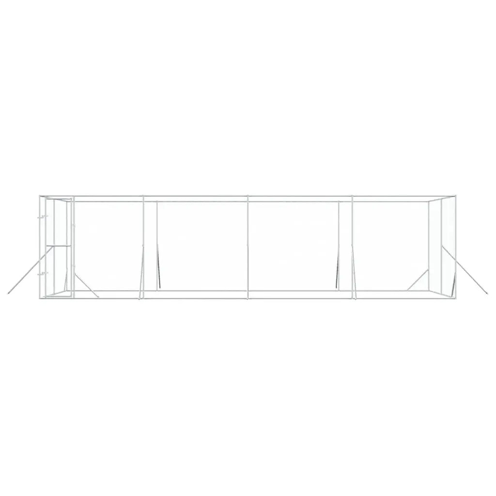 Dog Kennel Silver 8x4x2 m Galvanised Steel Spacious Lockable Enclosure