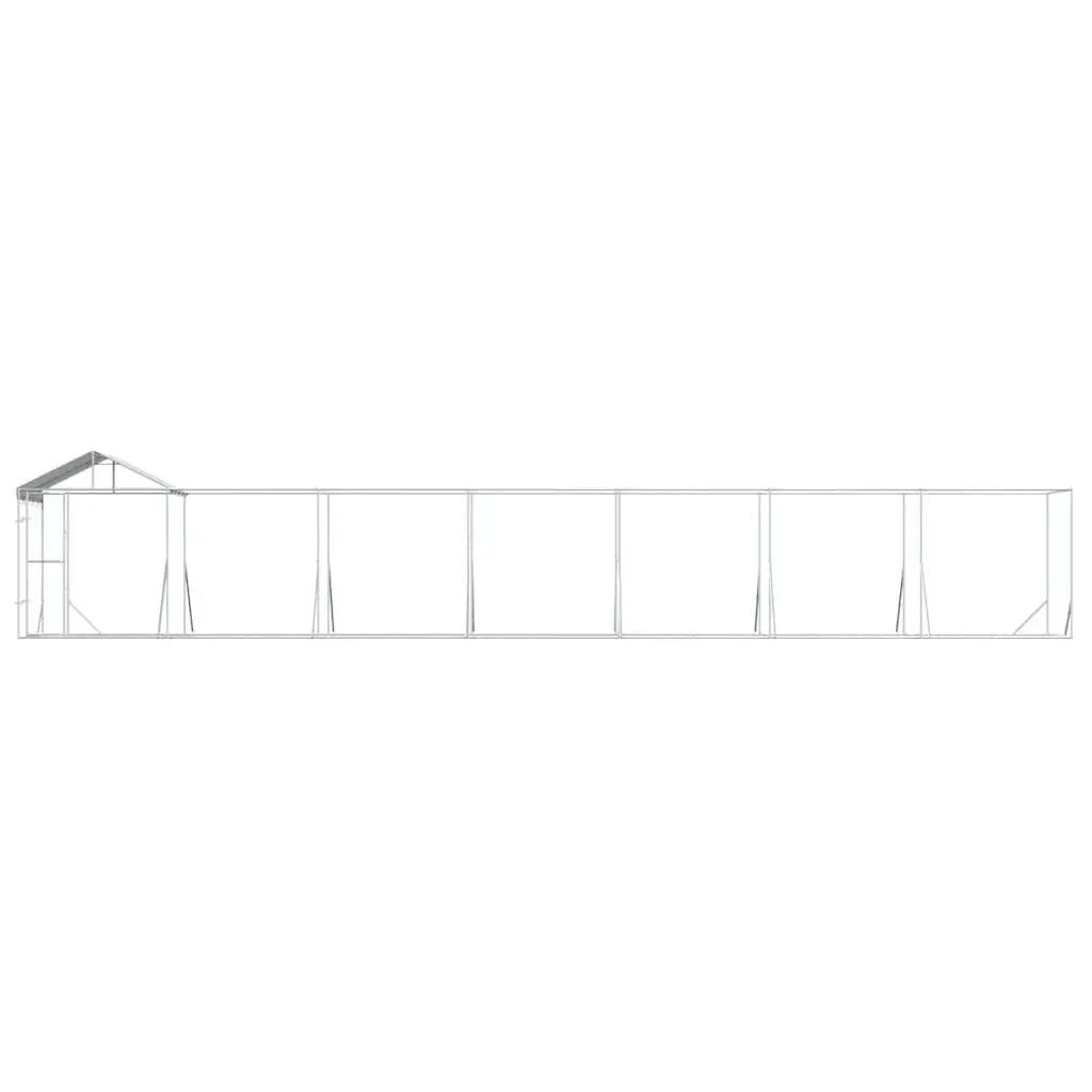 Outdoor Dog Kennel Silver 14x2x2.5m Galvanised Steel Enclosure with Roof