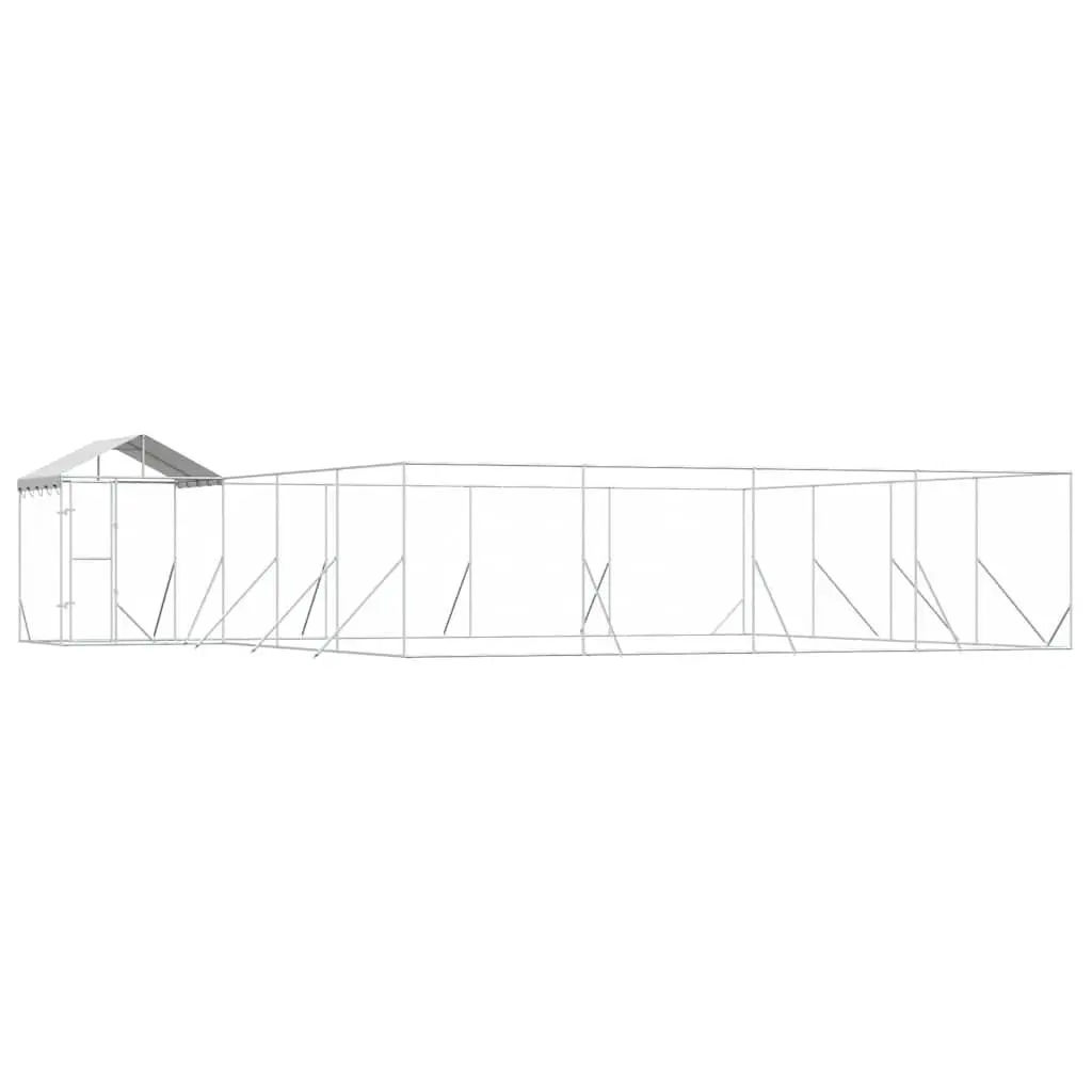Dog Kennel Silver 10x8x2.5m Galvanised Steel Enclosure with Roof