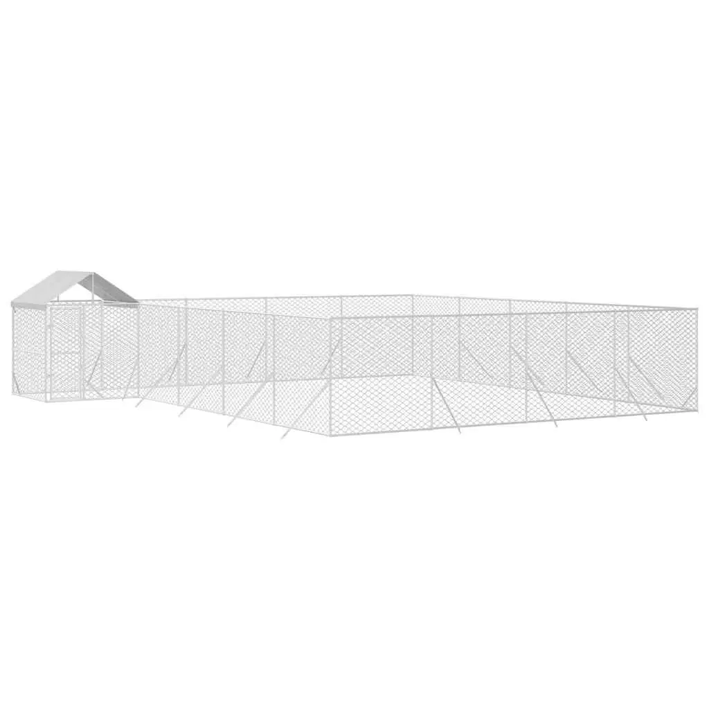 Dog Kennel Silver 10x8x2.5m Galvanised Steel Enclosure with Roof