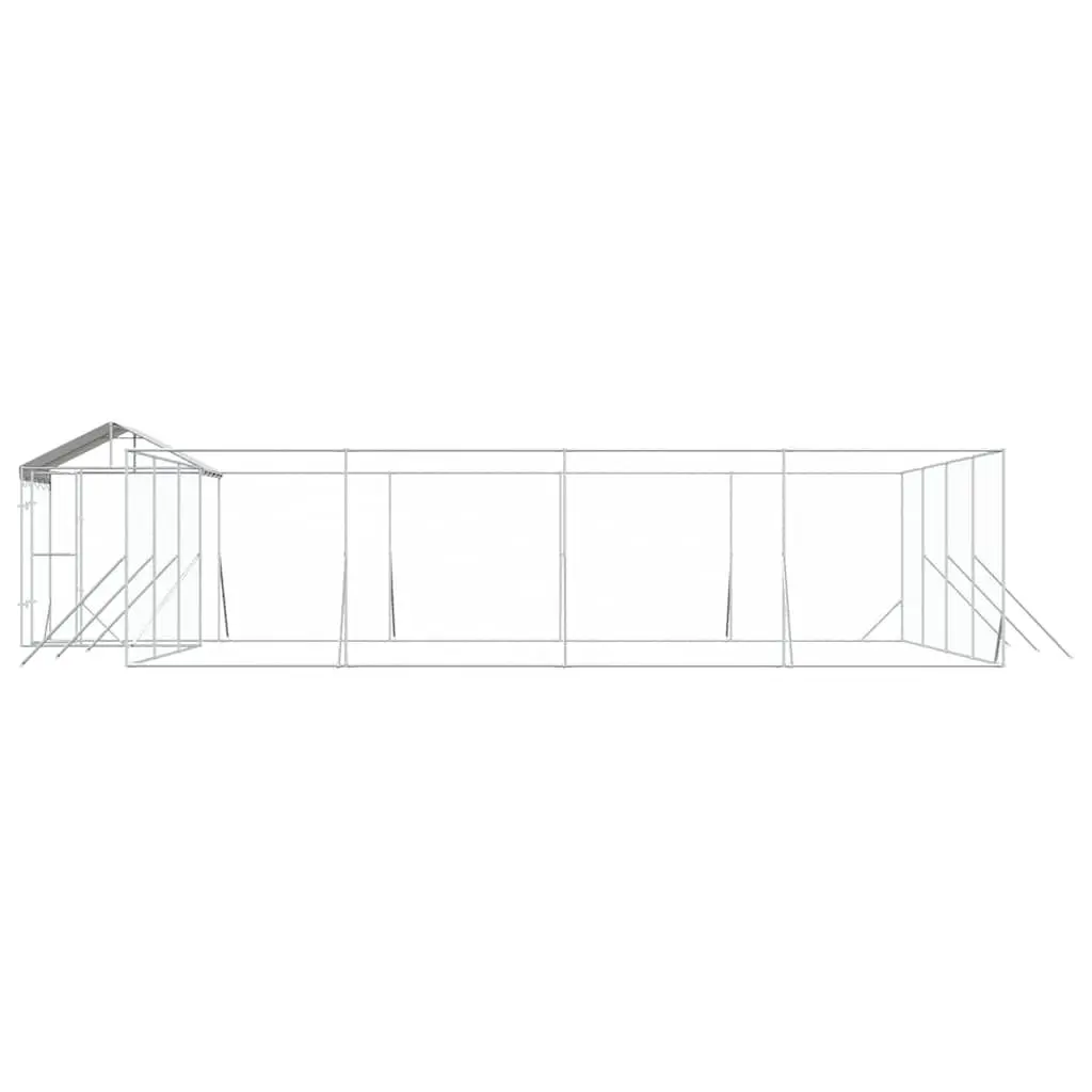 Dog Kennel Silver 10x8x2.5m Galvanised Steel Enclosure with Roof