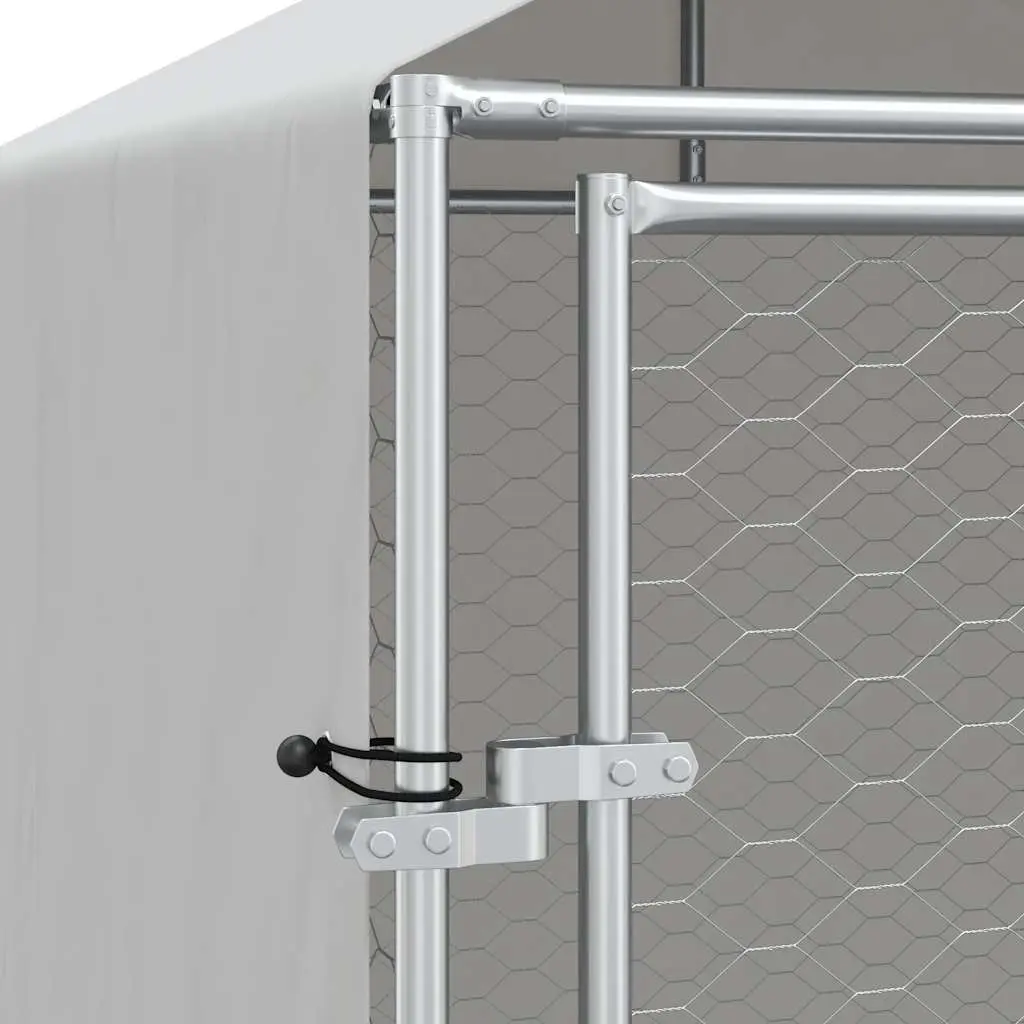 Outdoor Dog Kennel Silver 2x6x2.5m Galvanised Steel Cage Run Enclosure with Roof