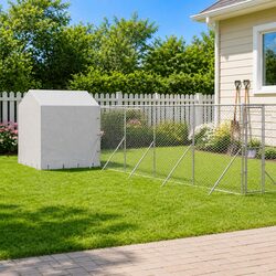 Compact Silver Outdoor Dog Kennel 10x10x2.5m Steel Frame