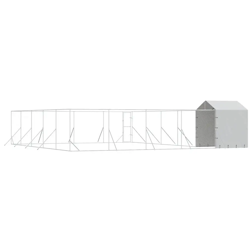 Outdoor Dog Kennel Silver 10x10x2.5m Galvanised Steel with Roof