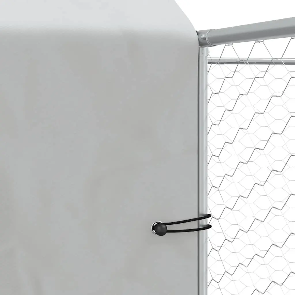 Outdoor Dog Kennel Silver 10x10x2.5m Galvanised Steel with Roof