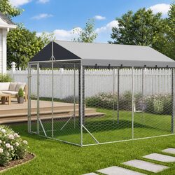 Silver Dog Kennel 3x7.5x2.5m with Roof