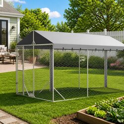Compact Silver Outdoor Dog Kennel 3x9x2.5m