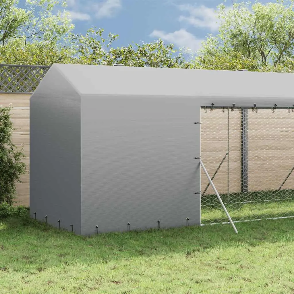 Outdoor Dog Kennel Silver 2x6x2.5 m Galvanised Steel Enclosure with Roof