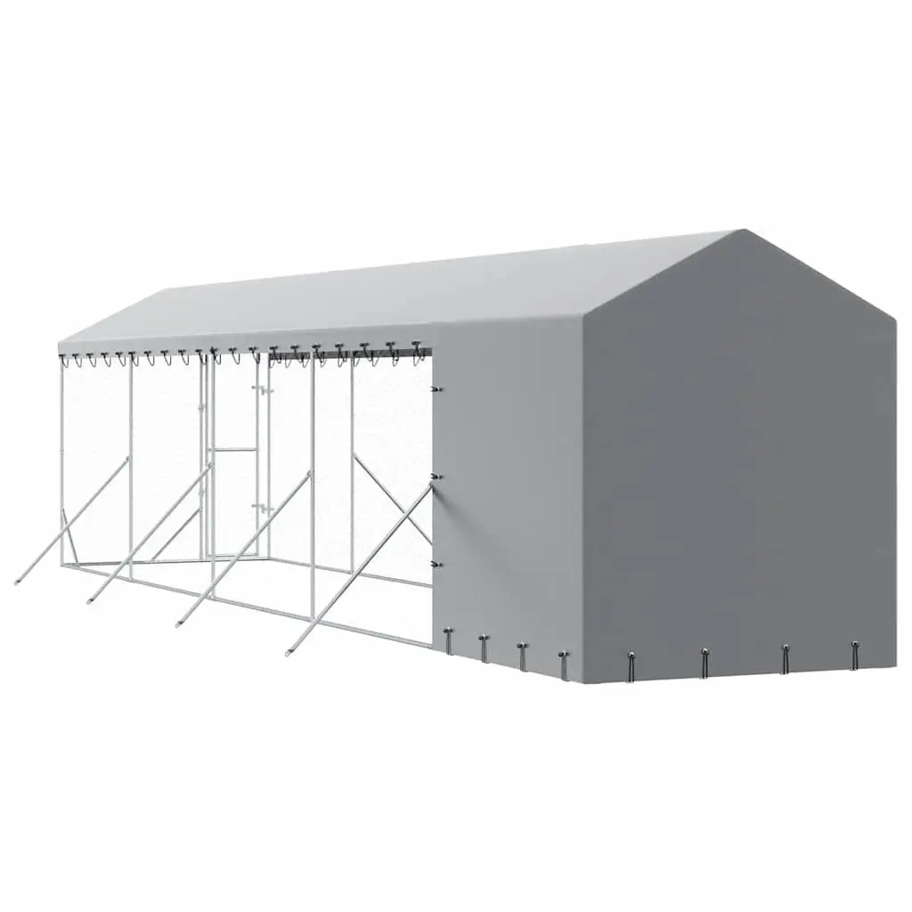 Dog Kennel Silver 2x10x2.5m Galvanised Steel Enclosure with Roof