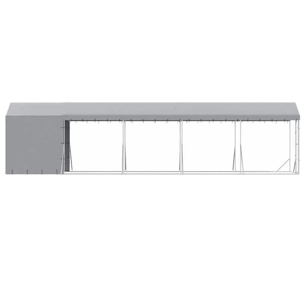 Dog Kennel Silver 2x10x2.5m Galvanised Steel Enclosure with Roof