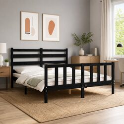 Black Pine Bed Frame 150x200 cm: Simple and Reliable