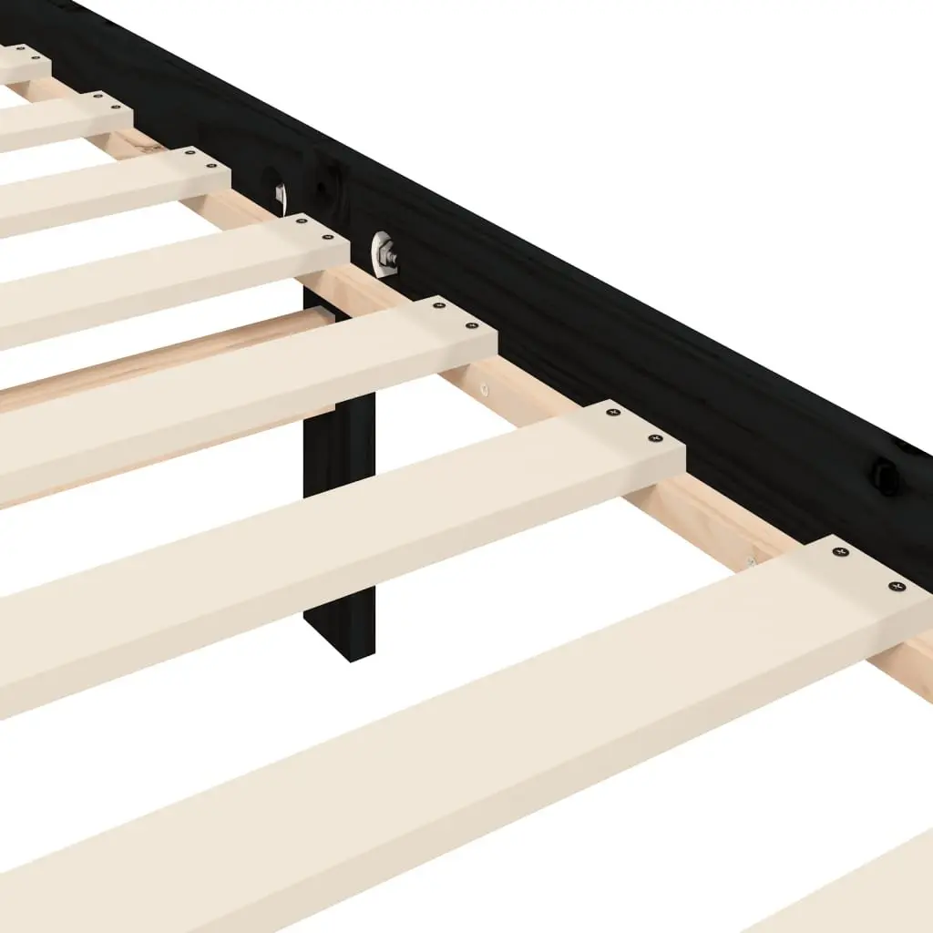 Pine Bed Frame Black 135x190cm with Headboard and Footboard Solid Wood Construction