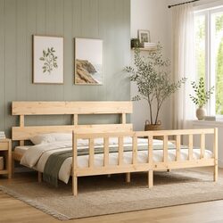 Concise King Bed Frame: Solid Pine, 183x203 cm