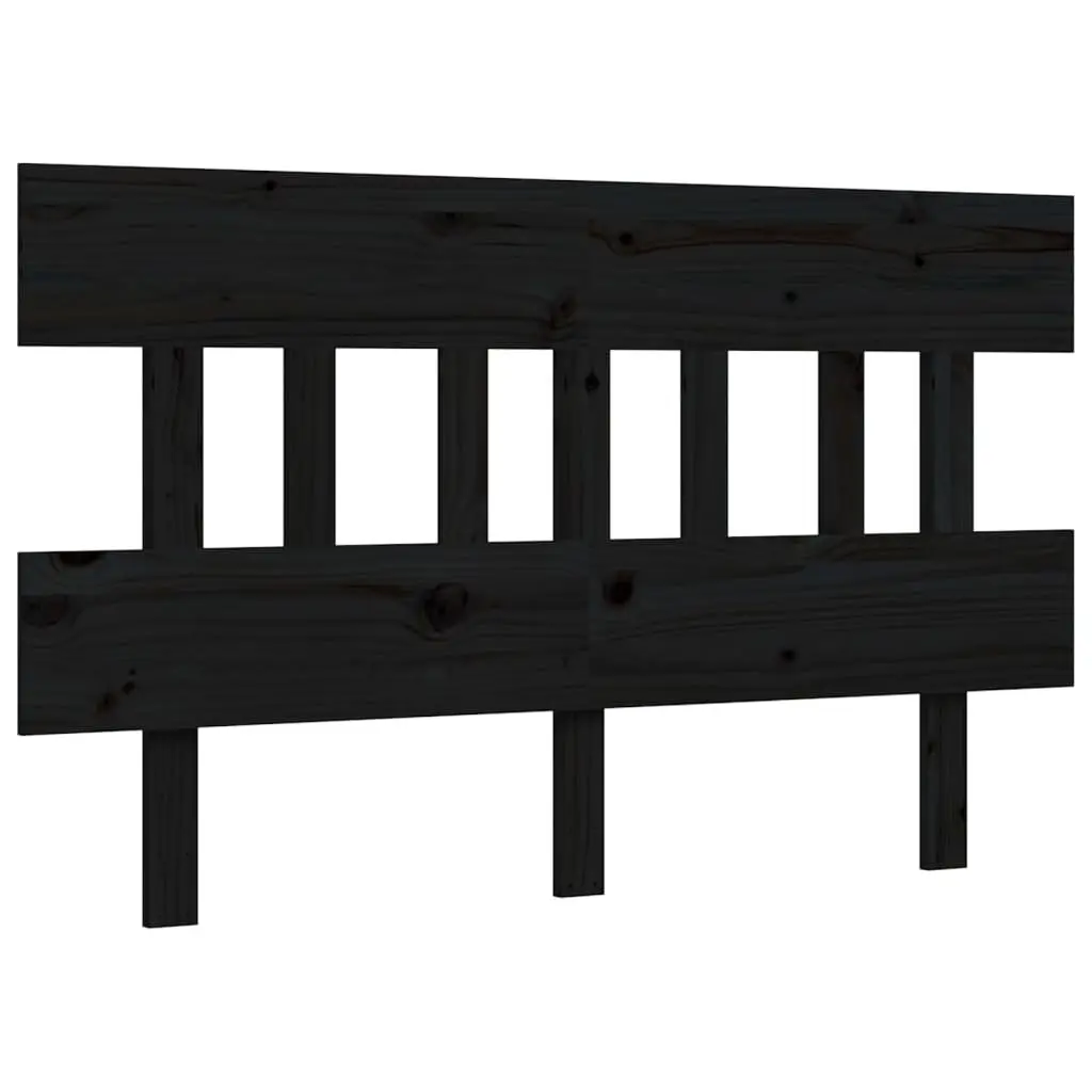 Bed Frame Black 135x190 cm Solid Pine Wood Durable with Headboard