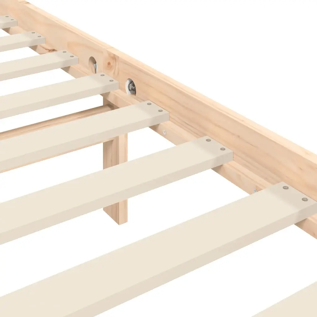 King Bed Frame Brown 183x203 cm Solid Pine Wood with Plywood Slats