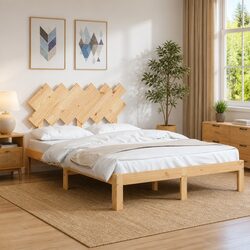 Solid Wood Bed Frame 135x190 cm – Simple and Sturdy