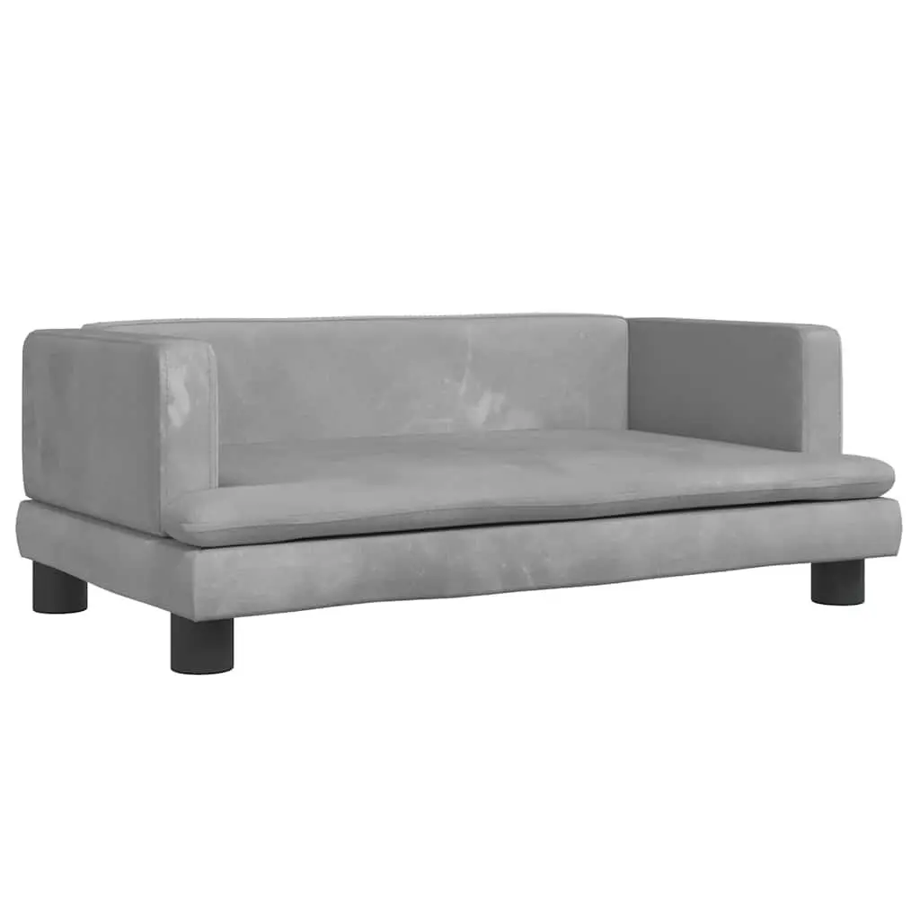 Kids Sofa Light Grey 80x45x30cm Soft Padded Velvet Children's Couch