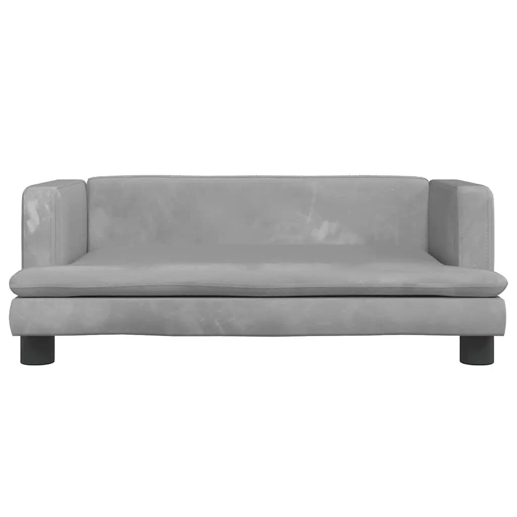 Kids Sofa Light Grey 80x45x30cm Soft Padded Velvet Children's Couch