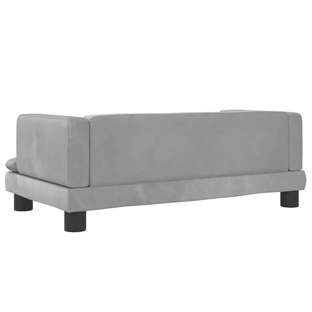 Kids Sofa Light Grey 80x45x30cm Soft Padded Velvet Children's Couch