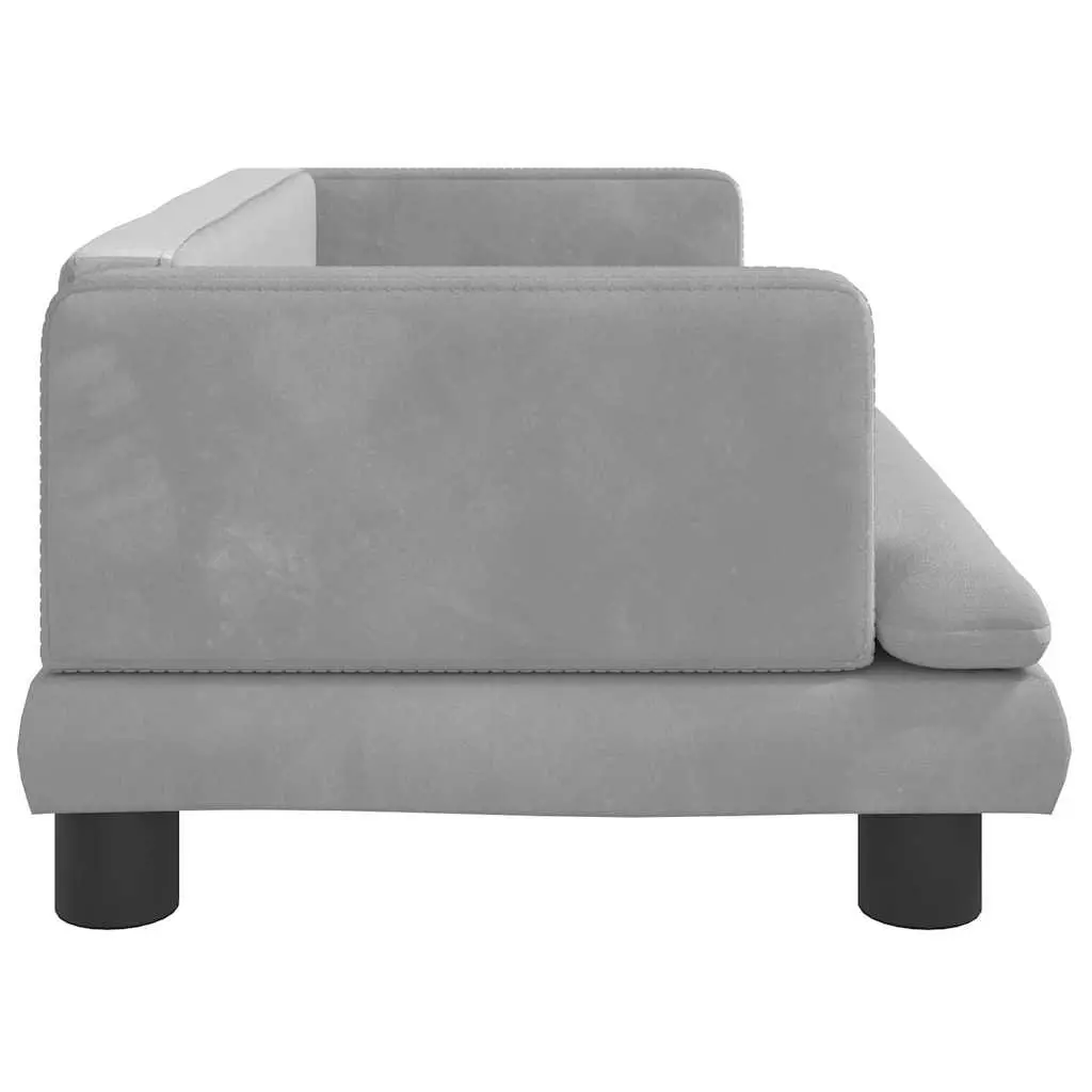 Kids Sofa Light Grey 80x45x30cm Soft Padded Velvet Children's Couch