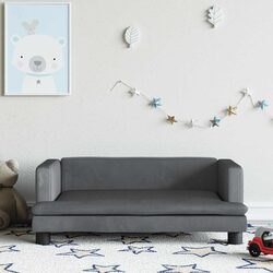 Kids Sofa in Grey Velvet - Soft and Sturdy