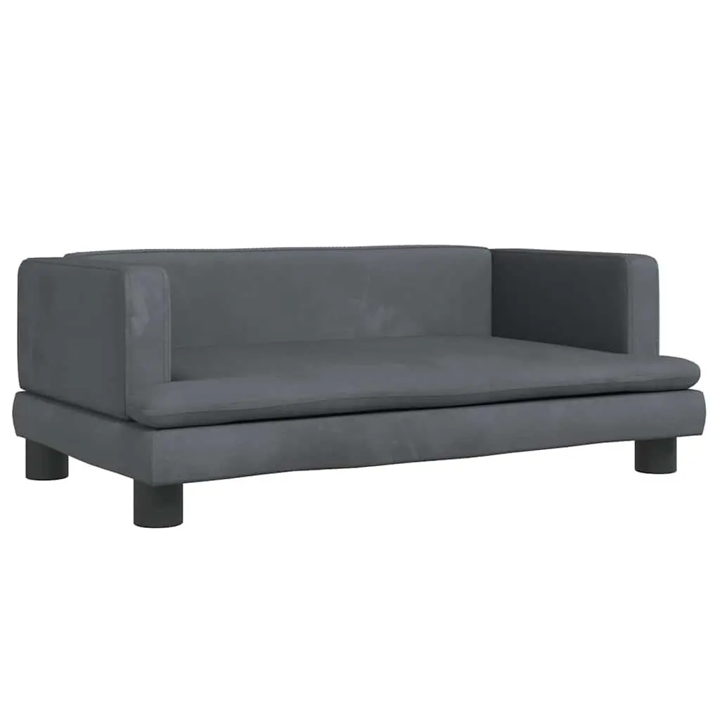 Kids Sofa Grey Velvet 80x45x30cm Padded Children's Couch
